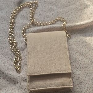 Thom McAn Vintage Cream Crossbody Bag with Gold Chain